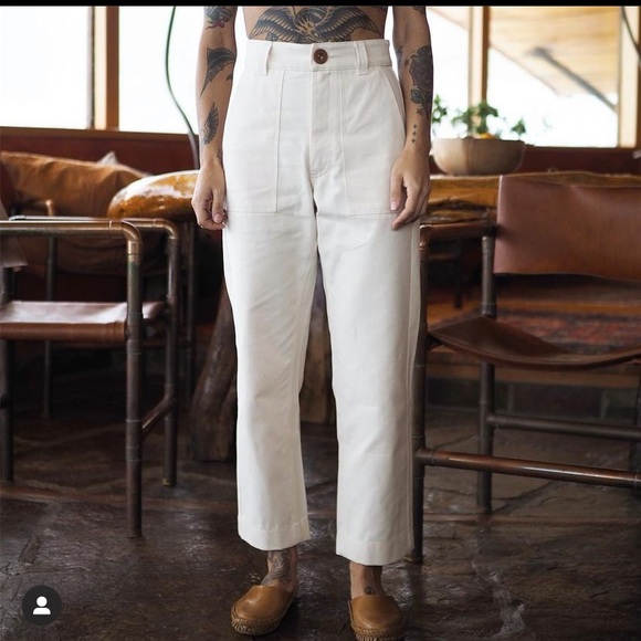 SOLD. Beaton Linen, Utility Pant. Alabaster Denim. - Picture 4 of 6